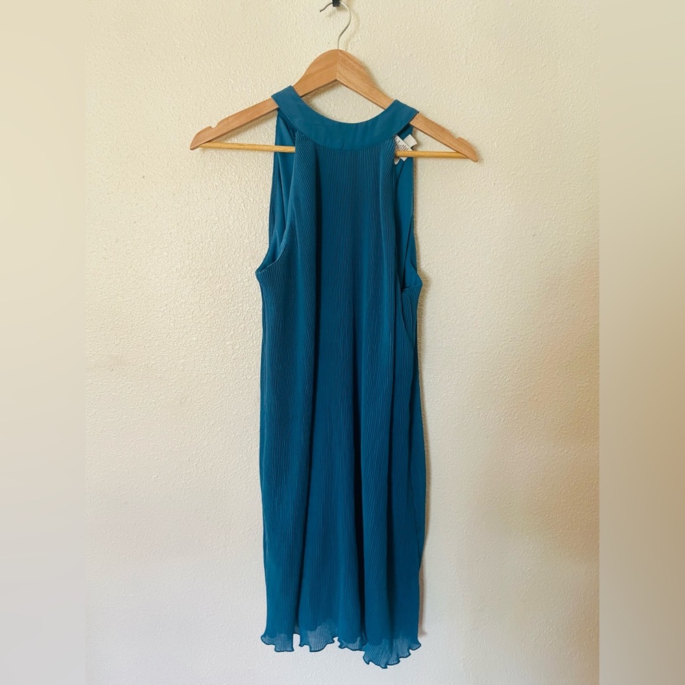 Japna Teal Sleeveless High-Neck Pleated Dress Size Large NWT New
